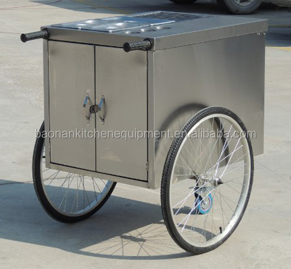 Stainless Steel Traditional Street Hot Dog Push Cart For Sale,Hand Push Food Cart Made In China